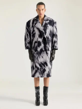 Abrigo de jacquard de lana con estampado animal