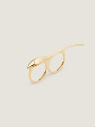Anillo doble para dos dedos de metal con semillas de arce