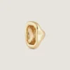 Anillo escultural de cristal en metal y cristal