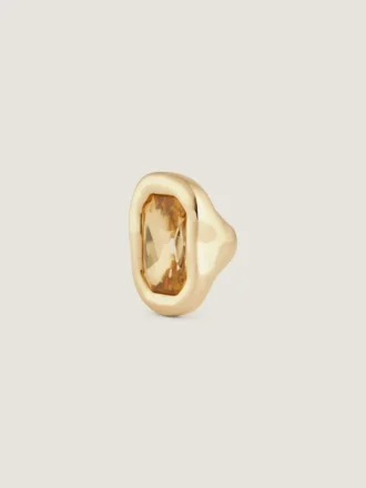 Anillo escultural de cristal en metal y cristal