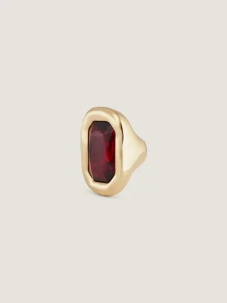Anillo escultural de cristal en metal y cristal