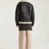 Blouson aviador de cuero y borreguillo con costuras de alta costura