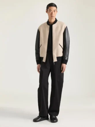 Blouson de mezcla de materiales con bordado «Givenchy Paris»