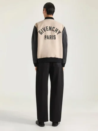 Blouson de mezcla de materiales con bordado «Givenchy Paris»