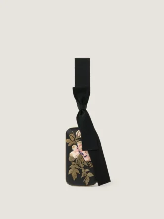 Bolso de mano de noche con bordados florales y lazo