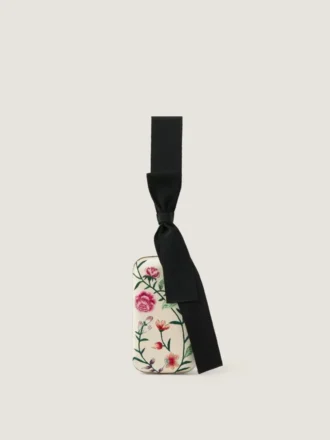 Bolso de mano de noche con bordados florales y lazo