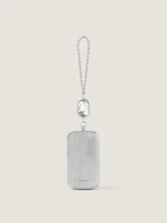 Bolso de mano de noche de metal con joya de cristal