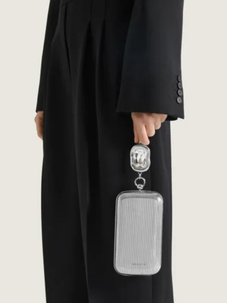 Bolso de mano de noche de metal con joya de cristal