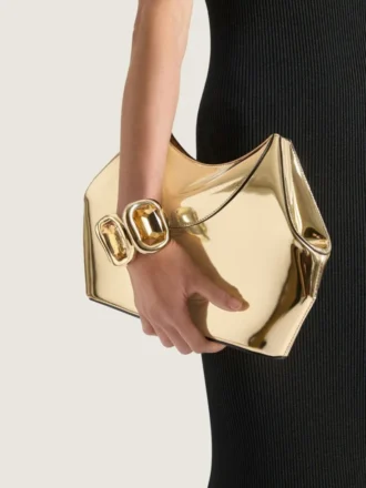 Bolso de mano Facet en piel con efecto espejo