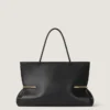 Bolso tote horizontal con pliegues en piel napa