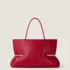 Bolso tote horizontal con pliegues en piel napa