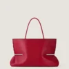 Bolso tote horizontal con pliegues en piel napa
