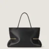 Bolso tote horizontal con pliegues en piel napa