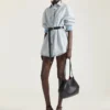 Vestido tipo capullo en denim azul claro Vestido tipo capullo en denim azul claro