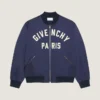 Bomber con costuras de alta costura en satén bordado con «Givenchy Paris»