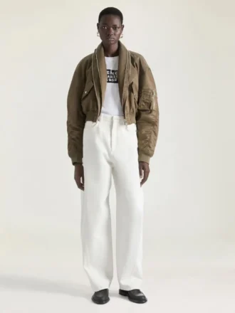 Bomber con cuello chal con cremallera de nailon