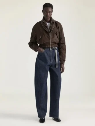 Bomber con cuello chal con cremallera de nailon