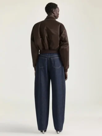 Bomber con cuello chal con cremallera de nailon
