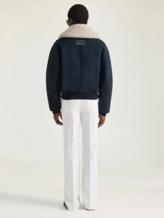 Bomber de algodón con cuello de piel de oveja