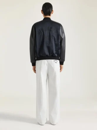 Bomber de piel y satén con bordado «Givenchy Paris»