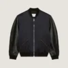 Bomber de piel y satén con bordado «Givenchy Paris»