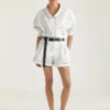 Pantalones cortos a rayas de algodón y seda Pantalones cortos a rayas de algodón y seda