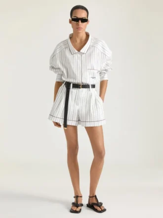 Pantalones cortos a rayas de algodón y seda