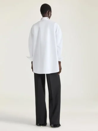 Camisa asimétrica de popelín con lentejuelas Camisa asimétrica de popelín con lentejuelas