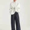Camisa asimétrica en piel napa