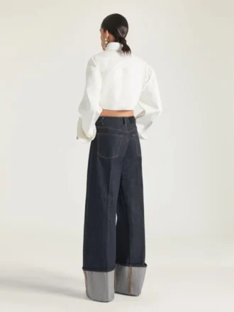 Camisa asimétrica en piel napa