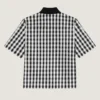 Camisa de algodón a cuadros vichy con costuras de alta costura