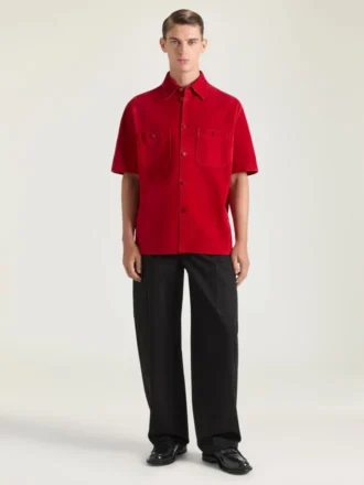 Camisa oversize con costuras de alta costura en ante
