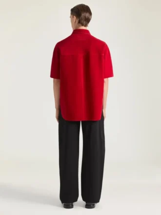 Camisa oversize con costuras de alta costura en ante
