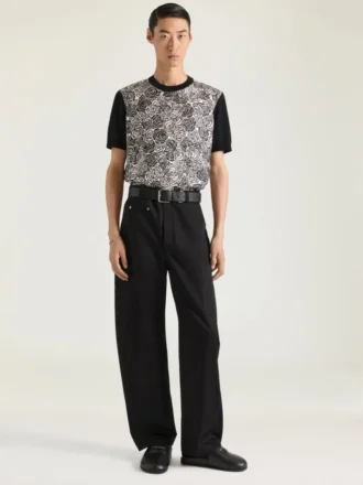 Camiseta de punto de algodón con estampado floral