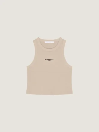Camiseta sin mangas corta de algodón con estampado Givenchy Paris