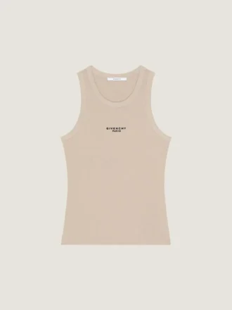 Camiseta sin mangas de corte ajustado de algodón con estampado «Givenchy Paris»