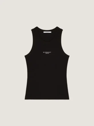 Camiseta sin mangas de corte ajustado de algodón con estampado «Givenchy Paris»