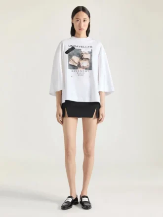 Camiseta tipo capullo de algodón con estampado de archivo