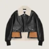 Chaqueta aviador corta de piel y borreguillo