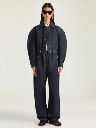 Chaqueta capullo reversible en denim sin tratar