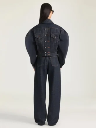 Chaqueta capullo reversible en denim sin tratar