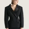 Chaqueta de esmoquin de doble botonadura con aberturas, de lana