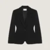 Chaqueta de un solo botonadura en crepé cady