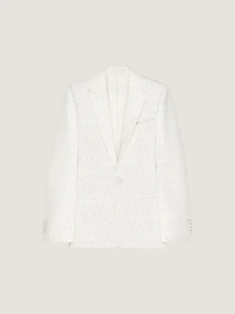Chaqueta de un solo pecho con adornos, confeccionada en lana y mohair