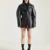Chaqueta motera ajustada de piel Chaqueta motera ajustada de piel