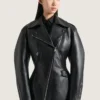 Chaqueta motera ajustada de piel Chaqueta motera ajustada de piel