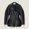 Chaqueta motera ajustada de piel Chaqueta motera ajustada de piel