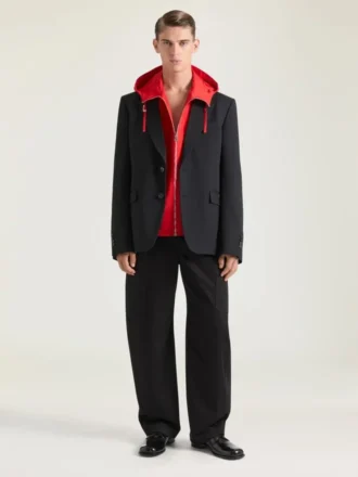 Chaqueta regular de un solo botonadura en lana