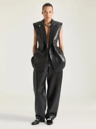 Pantalones de doble pliegue en piel