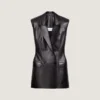 Chaqueta sin mangas de doble botonadura en piel Chaqueta sin mangas de doble botonadura en piel